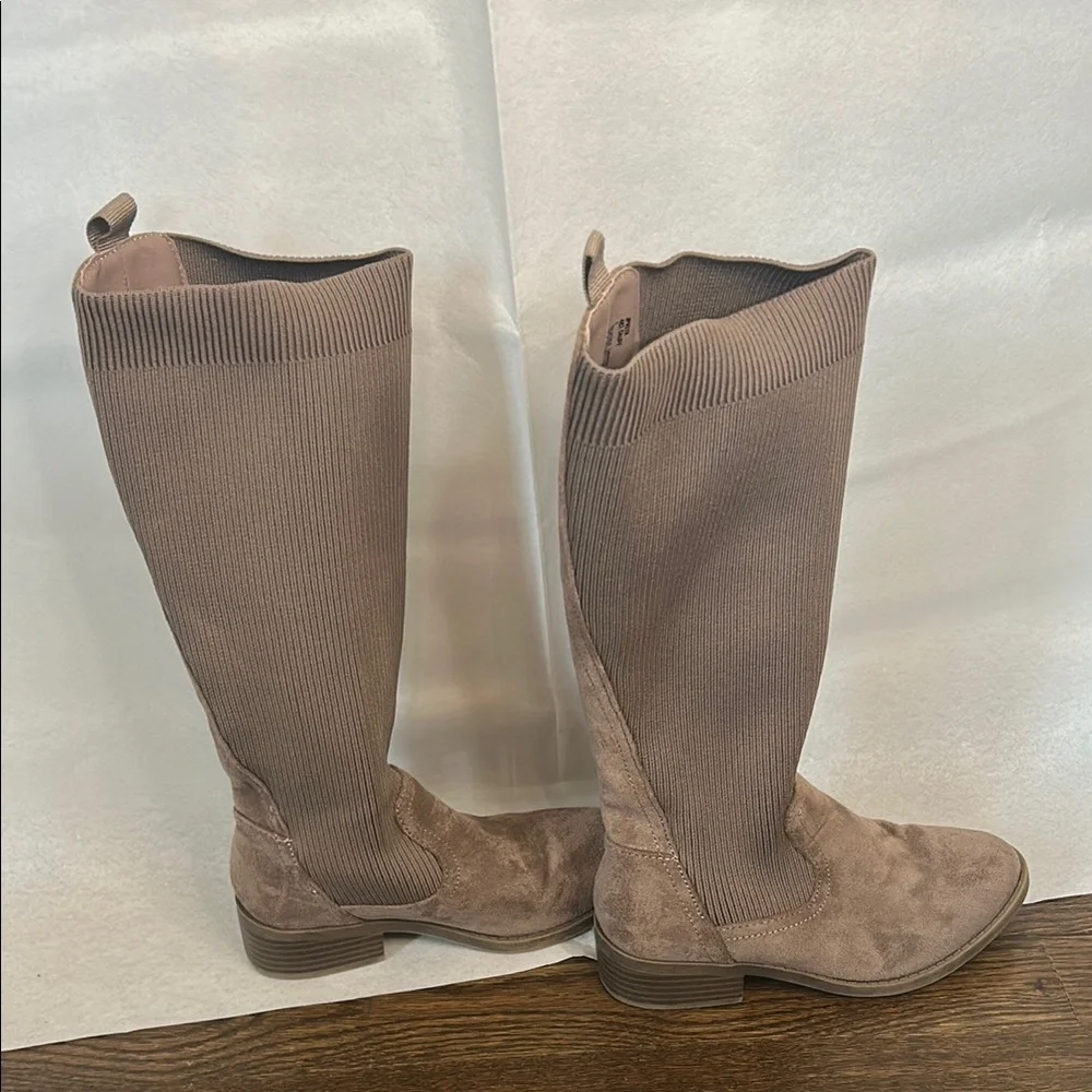 Steve Madden Tan Knee-High Boots with Suede Accents